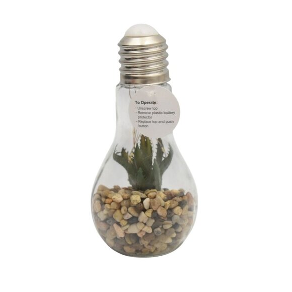 Faux Succulent LED Light Up Light Bulb Terrarium Home Decor Cheerful CHD798 NEW - Picture 5 of 6